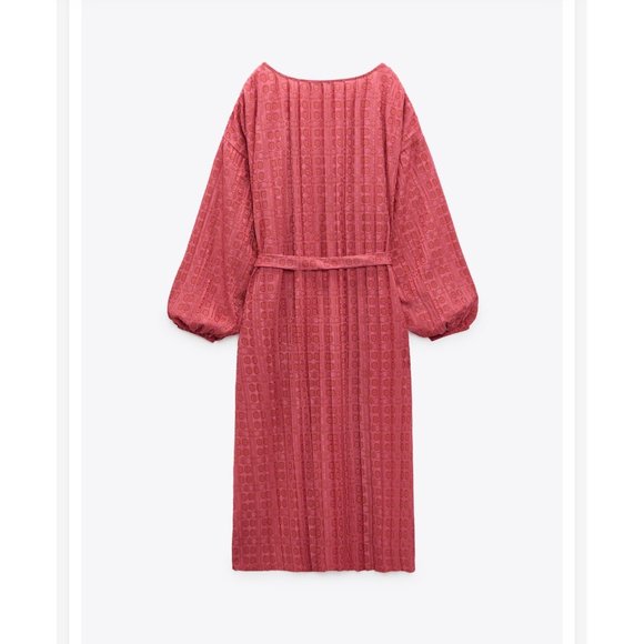 Zara Jacquard V-Neck Midi Dress M NWT - Picture 4 of 10